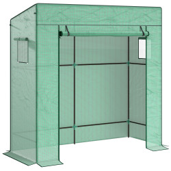 Estufa de exterior com janelas de malha e porta com fecho de correr estufa para cultivar plantas e flores 196x77x197 cm verde