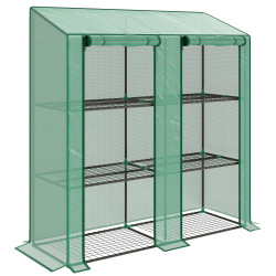 Estufa de jardim de 3 níveis estufa de terraço com prateleiras para cultivo de plantas em pátio 143x46x141/151 cm verde
