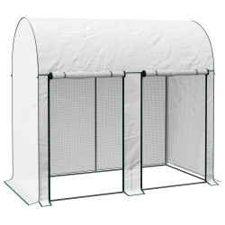 Estufa pequena estufa de exterior com porta dupla com fecho de correr e cobertura de PE para cultivar plantas flores 200x100x178 cm branco
