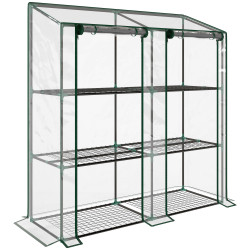 Estufa de jardim de 3 níveis estufa de terraço para cultivo de plantas em pátio 143x46x141/151 cm transparente