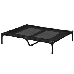 Cama elevada para cães cama de animais de estimação com malha transpirável e tecido oxford para exterior 92x76x18 cm preto