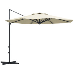 Chapéu de sol excêntrico ø294x242 cm chapéu de sol com altura ajustável mastro giratório 360° ângulo ajustável creme