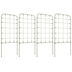 Conjunto de 4 treliças de jardim suportes para plantas trepadeiras com estrutura de aço para frutas flores 40x90 cm verde