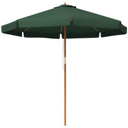 Chapéu de sol de jardim ø325x250 cm chapéu de sol de madeira com sistema de polea e 8 hastes de bambú verde
