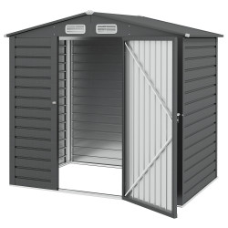 Abrigo de jardim 2,27 m² 190x131x188 cm com 2 ventilações porta com fechadura para armazenamento de ferramentas cinza