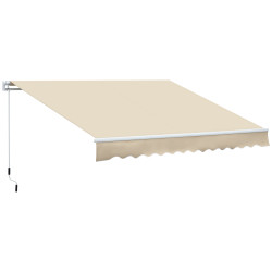 Toldo manual retrátil 350x250 cm para varanda com manivela de metal impermeável e anti-UV para jardim terraço janelas creme