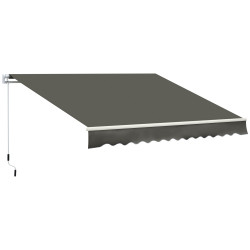 Toldo manual retrátil 350x250 cm para varanda com manivela de metal impermeável e anti-UV para jardim terraço janelas cinza