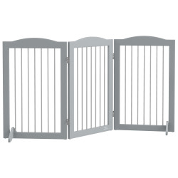 Barreira de segurança para cães barreira de segurança para escadas e portas dobrável com suporte de pé 154x30x80cm cinzento