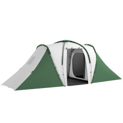 Tenda de campismo familiar para 4-6 pessoas com 2 dormitórios impermeável 3000 mm com bolsa 555x225x190 cm cinza e verde