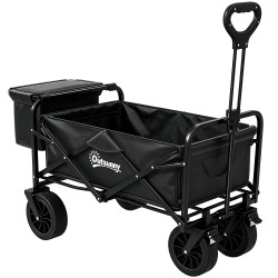Carrinho de transporte dobrável com bolsa térmica removível capacidade 100 kg para campismo praia 113x57x77-100 cm preto