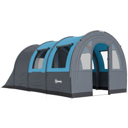 Tenda de campismo familiar para 3 pessoas com 2 quartos portas impermeável 3000 mm para trekking 480x260x200 cm cinza
