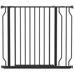 Barreira de segurança para cães extensível para escadas e portas 75-95 cm com 1 extensão e 10 cm altura 76 cm preto