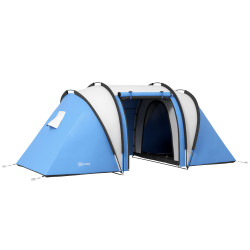 Tenda de campismo familiar para 4-5 pessoas impermeável 3000 mm com 2 quartos bolsa de transporte e gancho 450x220x180 cm azul