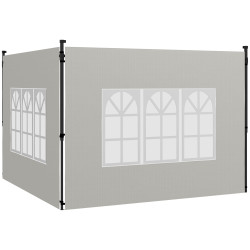 Conjunto de 2 paredes laterais para tendas de 3x3m e 3x6m paredes laterais com janelas transparentes 293x193cm branco