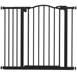Barreira de segurança para cães com largura ajustável 74-94 cm e extensão para escadas e portas preto