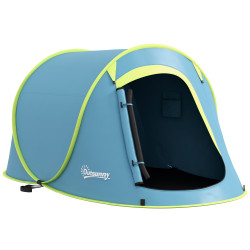 Tenda de campismo para 1-2 pessoas impermeável de 2000 mm com bolsa de transporte para pesca 245x148x105 cm azul