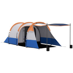 Tenda de campismo familiar para 2-3 pessoas com 2 áreas e bolsa de transporte impermeável 420x200x150 cm cinza e laranja