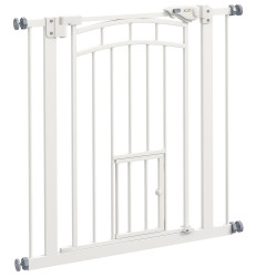 Barreira de segurança para cães 74-80 cm porta de segurança para animais com montagem a pressão e duplo bloqueio branco