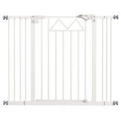 Barreira de segurança extensível para animais de estimação com fecho automático e sistema de duplo bloqueio 74-100x76 cm branco