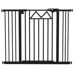Barreira de segurança extensível para animais de estimação com fecho automático e sistema de duplo bloqueio 74-100x76 cm preto