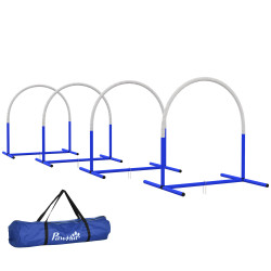 Conjunto de treinamento de agilidade para cães com 4 peças com bolsa de transporte para treino branco e azul