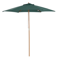 Chapéu de sol ø250x230cm chapéu de sol com mastro de madeira com 6 hastes sistema de polia com fixação para jardim pátio terraço verde