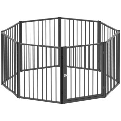 Parque para cães com 8 painéis 60x76 cm parque para cães pequenos e médios de aço para interior e exterior preto