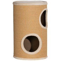 Barril arranhador para gatos de 2 andares arranhador para gatos com 2 cavernas e cobertura de sisal ø35x60 cm marrom