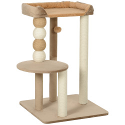 Arranhador para gatos arranhador para gatos com estofado em borrego plataformas bola suspensa e poste de juta 56x54x86 cm marrom