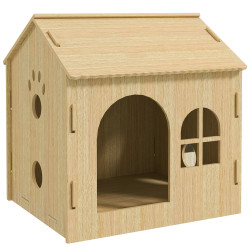Casota para cães casa para cães com janelas desenho de patas ocas casa para cães e gatos 49,5x41x51 cm madeira