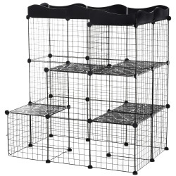 Recinto para pequenos animais com forma personalizável para coelhos porquinho da india 105x70x116 cm preto