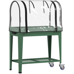 Mesa de cultivo com rodas 80x40x120 cm horta urbana elevada com cobertura de estufa para cultivar plantas flores verde
