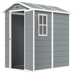 Abrigo de jardim exterior 2,1 m² 131x186x198 cm abrigo de jardim exterior com piso janela porta com fechadura cinzento