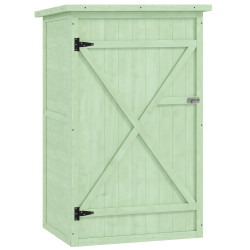 Armário de jardim em madeira para exterior com 2 prateleiras e telhado de asfalto 75x56x115 cm verde