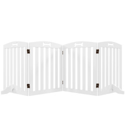 Barreira de segurança para cães pequenos e médios 207,5x30x61 cm dobrável com pés amovíveis para escada corredor branco