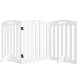 Barreira de segurança dobrável para cães 155 cm vedação para cães médios de 3 painéis com pés removíveis 155x30x61 cm branco