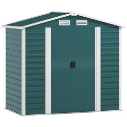 Abrigo de jardim exterior 2,36m² 213x120x194 cm com base reforçada (piso não incluído) e portas de correr verde