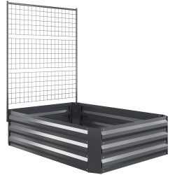 Caixa de plantio de aço galvanizado com treliça para plantas trepadeiras e fundo aberto 80x115x125 cm cinza escuro