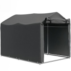 Abrigo de exterior para ferramentas e bicicletas 2,2x1,57x1,65 m com porta desmontável com fecho de correr cinzento escuro