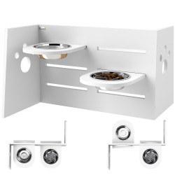 Comedouro para cães elevado com 3 alturas 2 tigelas 2x1l e sistema de alimentação lenta 63x58,5x40 cm branco