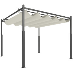 Pérgola de jardim 298x298x230 cm com teto retráctil e acessório magnético pérgola de jardim com proteção uv30+ creme