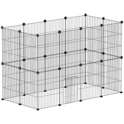 Recinto metálico para animais com 24 painéis recinto para animais pequenos personalizável 120x60x80 cm preto