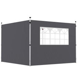 Paredes laterais para tenda de 295x200 cm 2 painéis de tecido oxford de 300x200 cm com janela para festas cinzento escuro