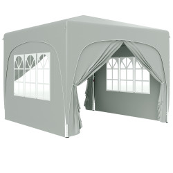 Tenda dobrável 3x3 m com painéis laterais upf50+ tenda de jardim com altura ajustável e bolsa de transporte cinza claro