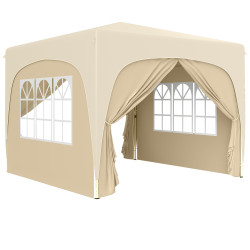 Tenda dobrável 3x3 m com painéis laterais upf50+ tenda de jardim com altura ajustável e bolsa de transporte areia