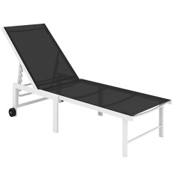 Espreguiçadeira reclinável de jardim com rodas encosto ajustável em 5 níveis e estrutura de aço 166x60x84 cm cinzento