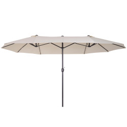 Chapéu de sol duplo para jardim 4,6x2,7x2,4m chapéu de sol anti UV com manivela para exterior bege