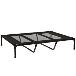 Cama elevada para cães com tecido transpirável para dormir relaxar cama para animais de estimação 122x92x23 cm preto