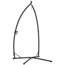 Suporte para cadeira suspensa com estrutura de aço e suporte para copos suporte para cadeira de baloiço 105x105x215 cm preto