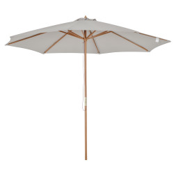 Chapéu de sol de jardim ø300x250cm com sistema de polia teto ventilado e mastro desmontável de madeira para terraço pátio exterior cinza claro